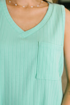 Just Give In Ribbed Knit Tank in Mint Womens Ave Shops- Tilden Co.