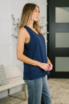 Just Give In Ribbed Knit Tank in Navy Womens Ave Shops- Tilden Co.