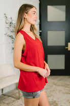 Just Give In Ribbed Knit Tank in Red Womens Ave Shops- Tilden Co.