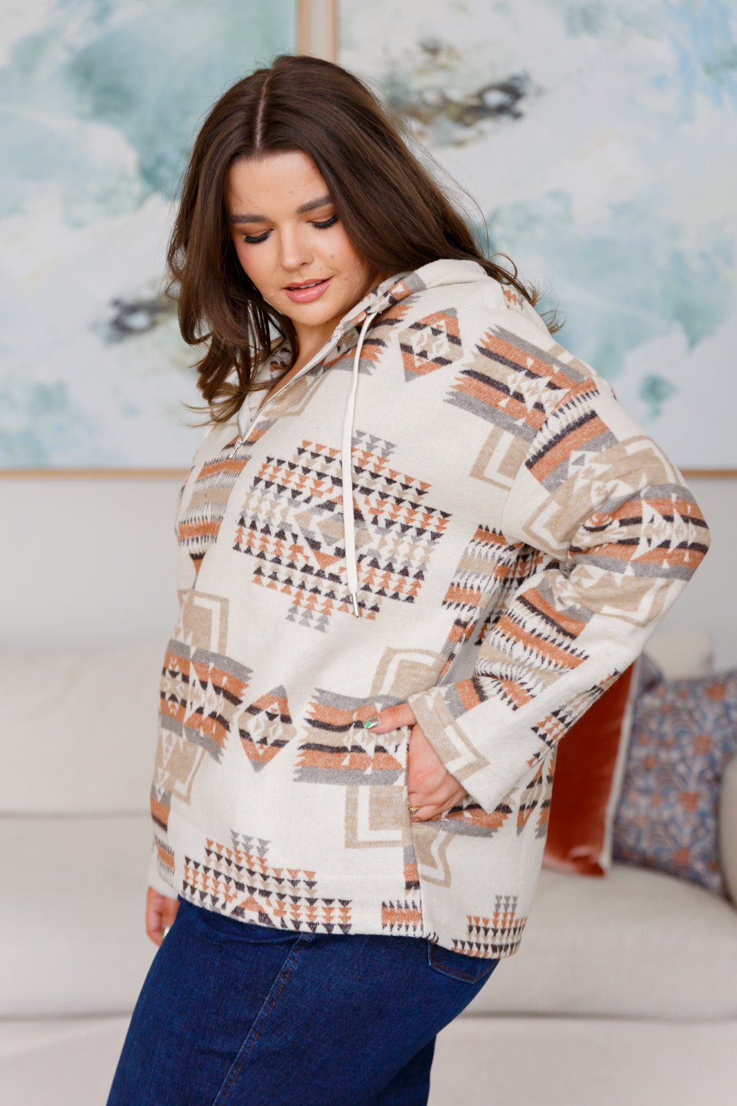 Just Going For It Aztec Hoodie Hoodie Ave Shops- Tilden Co.