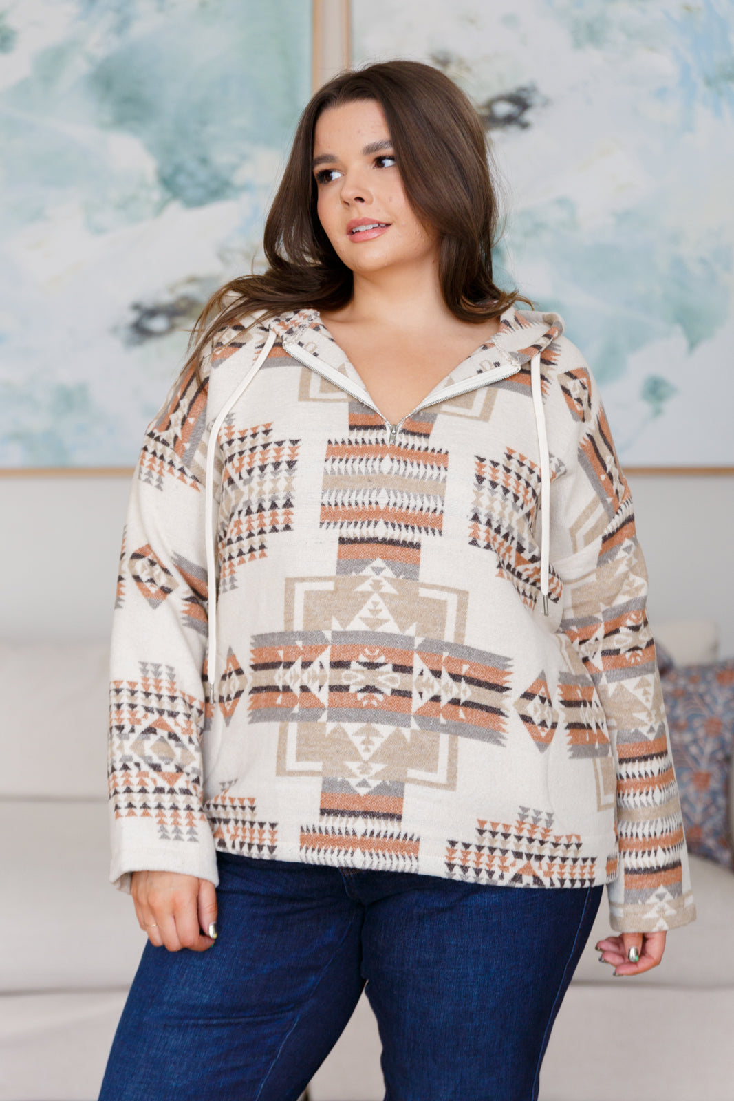 Just Going For It Aztec Hoodie Tops Ave Shops- Tilden Co.