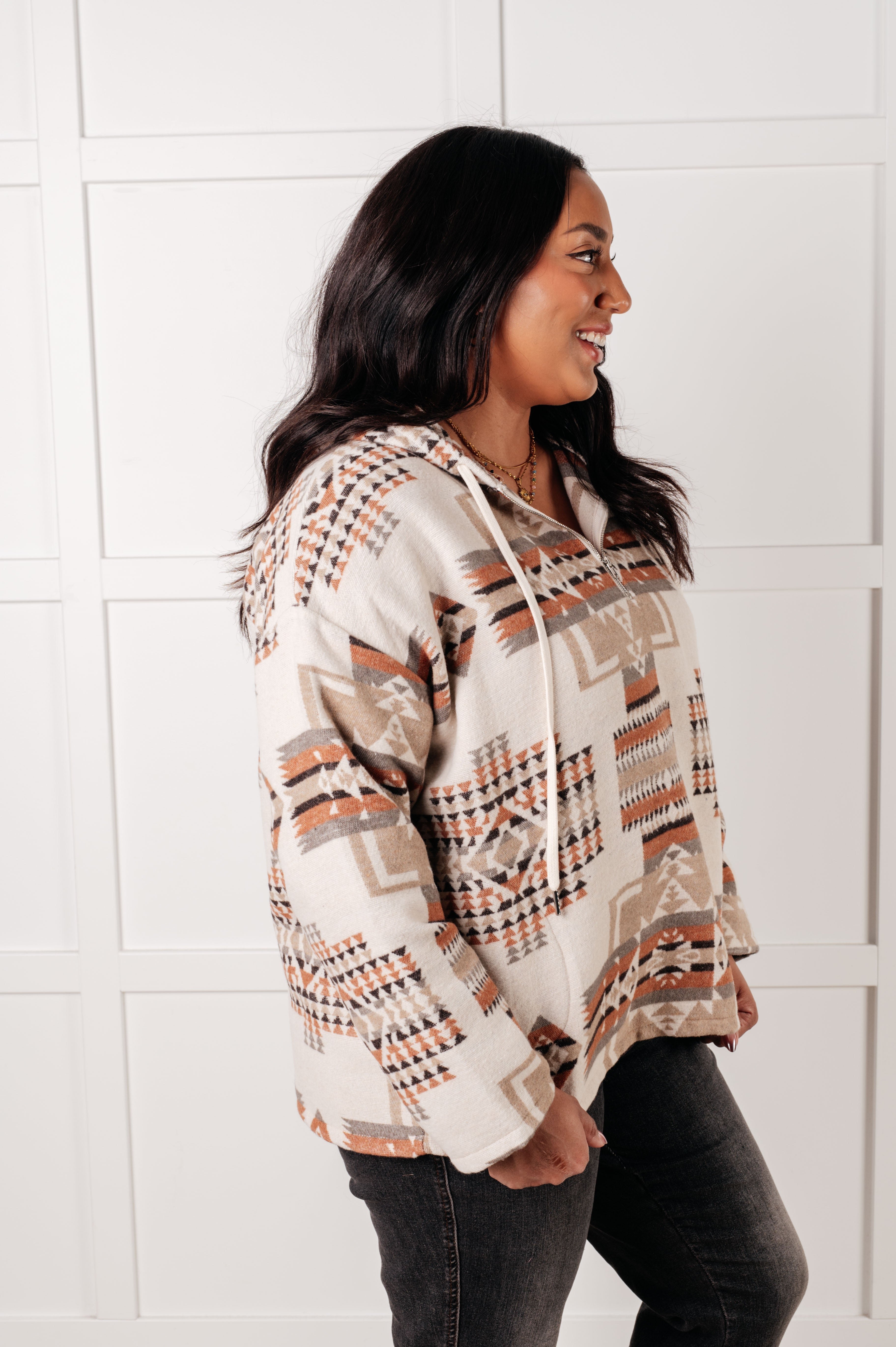 Just Going For It Aztec Hoodie Tops Ave Shops- Tilden Co.