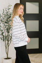 Just My Stripe Zipper Top Womens Ave Shops- Tilden Co.