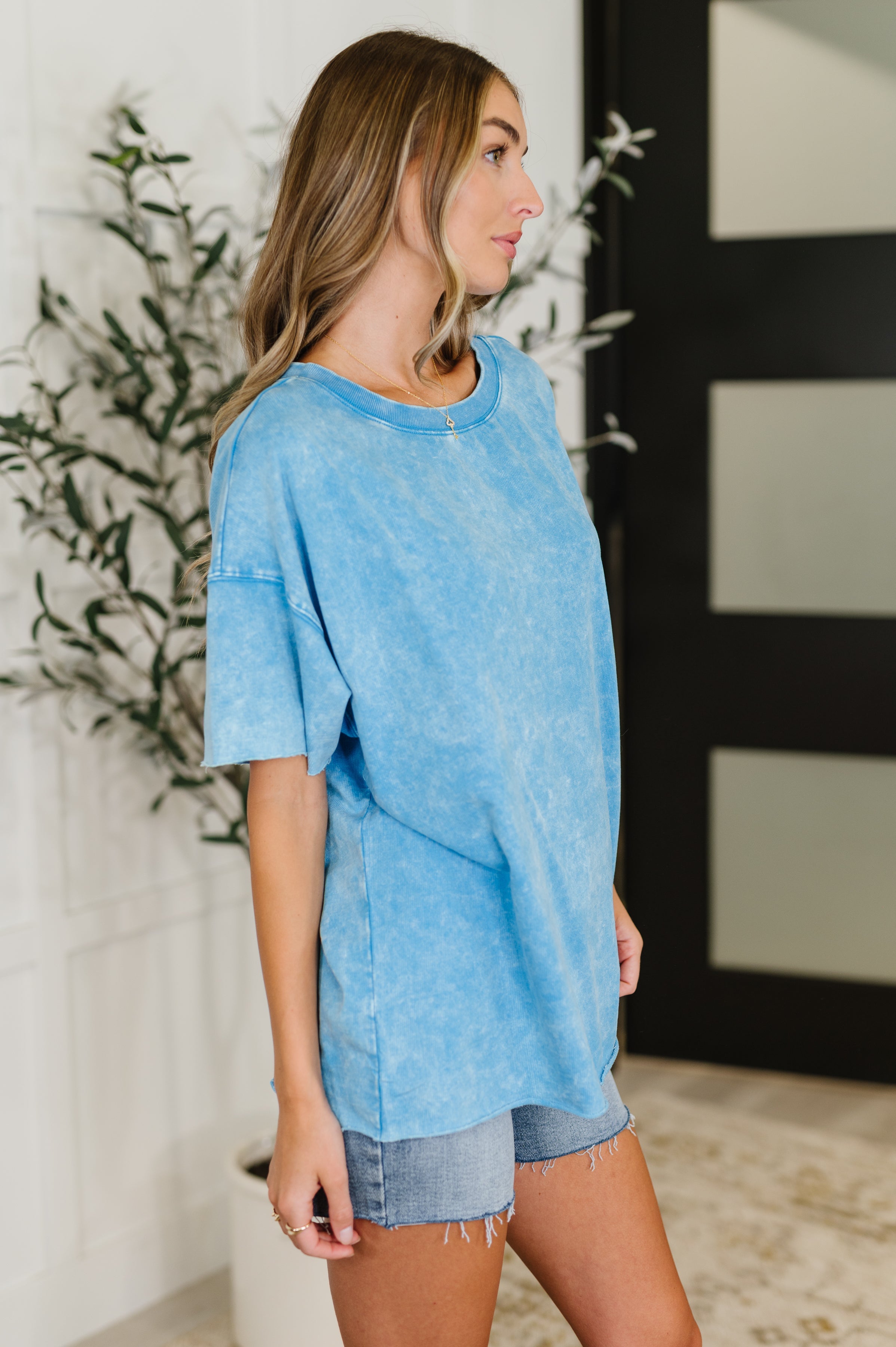 Just My Type Mineral Wash Relaxed Top in Deep Sky Womens Ave Shops- Tilden Co.