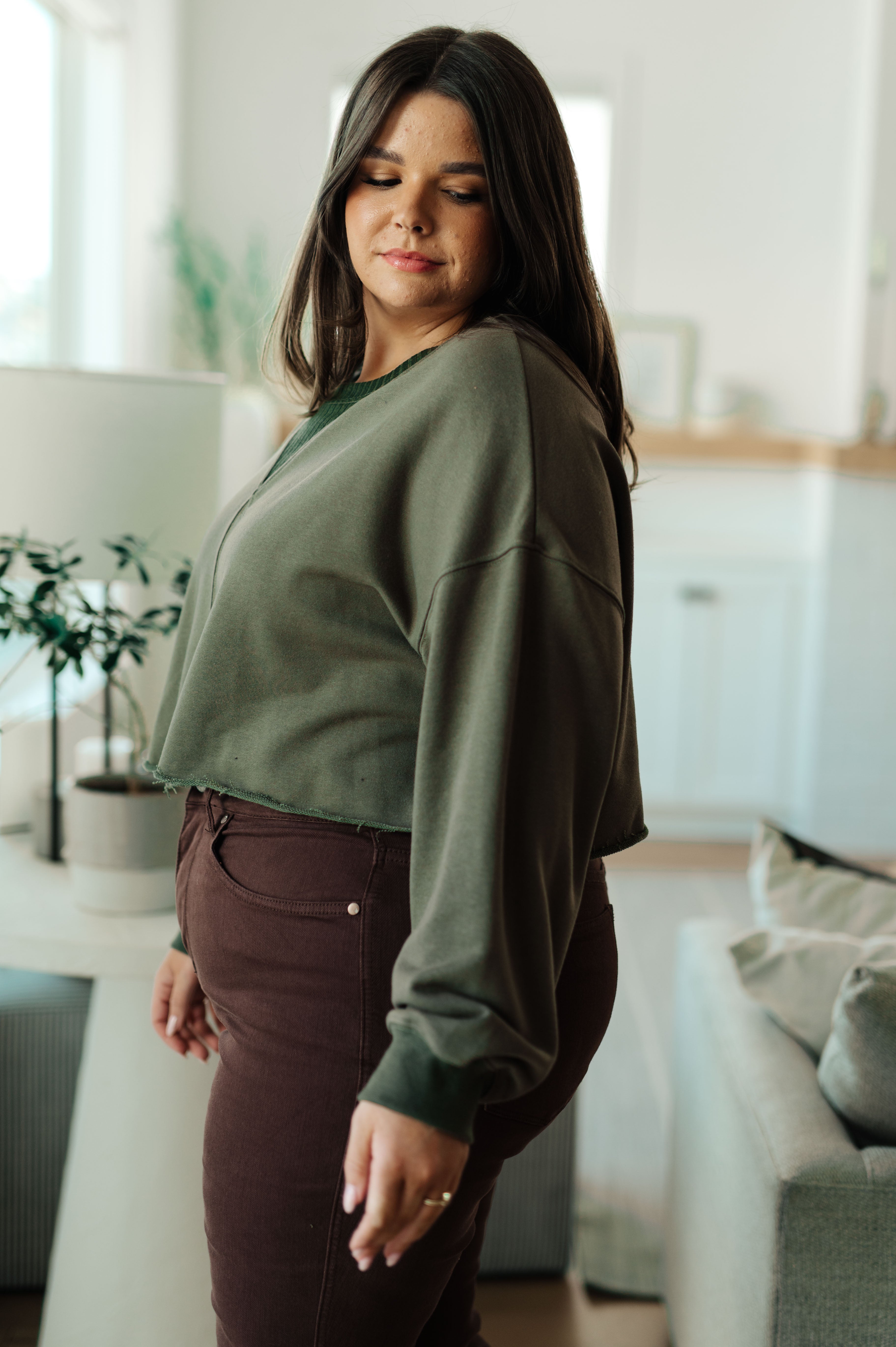 Just a Casual Crop Pullover Tops Ave Shops- Tilden Co.