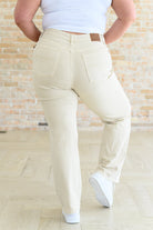 Selena High Rise Distressed 90's Straight Jeans in Bone    Denim Ave Shops- Tilden Co.