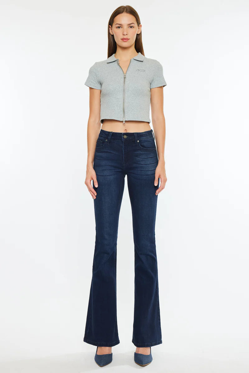 Trisha Mid Rise Classic Flare Jeans Denim Kancan- Tilden Co.