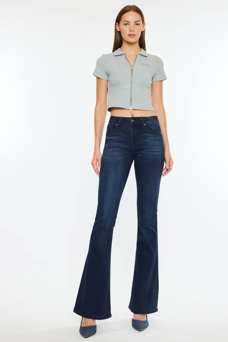 Trisha Mid Rise Classic Flare Jeans Denim Kancan- Tilden Co.