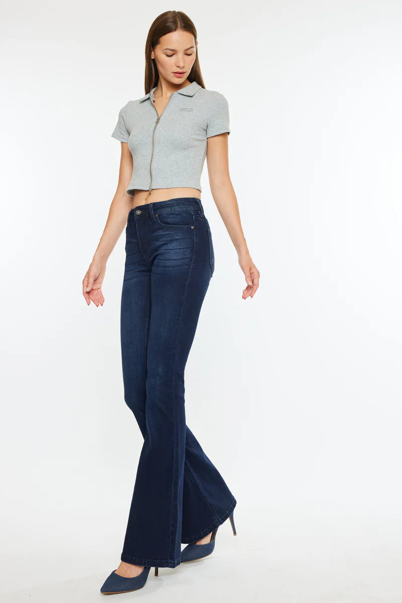Trisha Mid Rise Classic Flare Jeans Denim Kancan- Tilden Co.