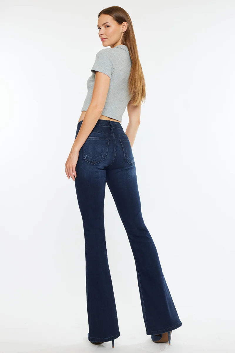 Trisha Mid Rise Classic Flare Jeans Denim Kancan- Tilden Co.