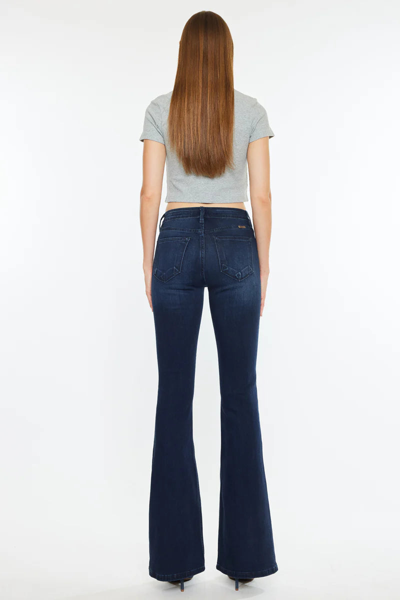 Trisha Mid Rise Classic Flare Jeans Denim Kancan- Tilden Co.