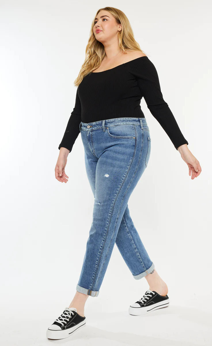 Yvonne Mid Rise Slip Boyfriend Jeans (Plus Size)    Jeans Kancan- Tilden Co.