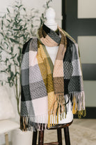 Keep Me Cozy Checkered Fringe Scarf in Woodland Shades Accessories Ave Shops- Tilden Co.