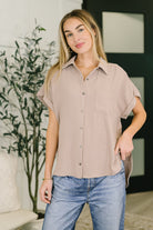 Keep Up Collared Button Down in Ash Mocha Womens Ave Shops- Tilden Co.