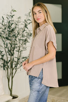 Keep Up Collared Button Down in Ash Mocha Womens Ave Shops- Tilden Co.