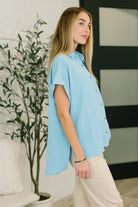 Keep Up Collared Button Down in Sky Blue Womens Ave Shops- Tilden Co.