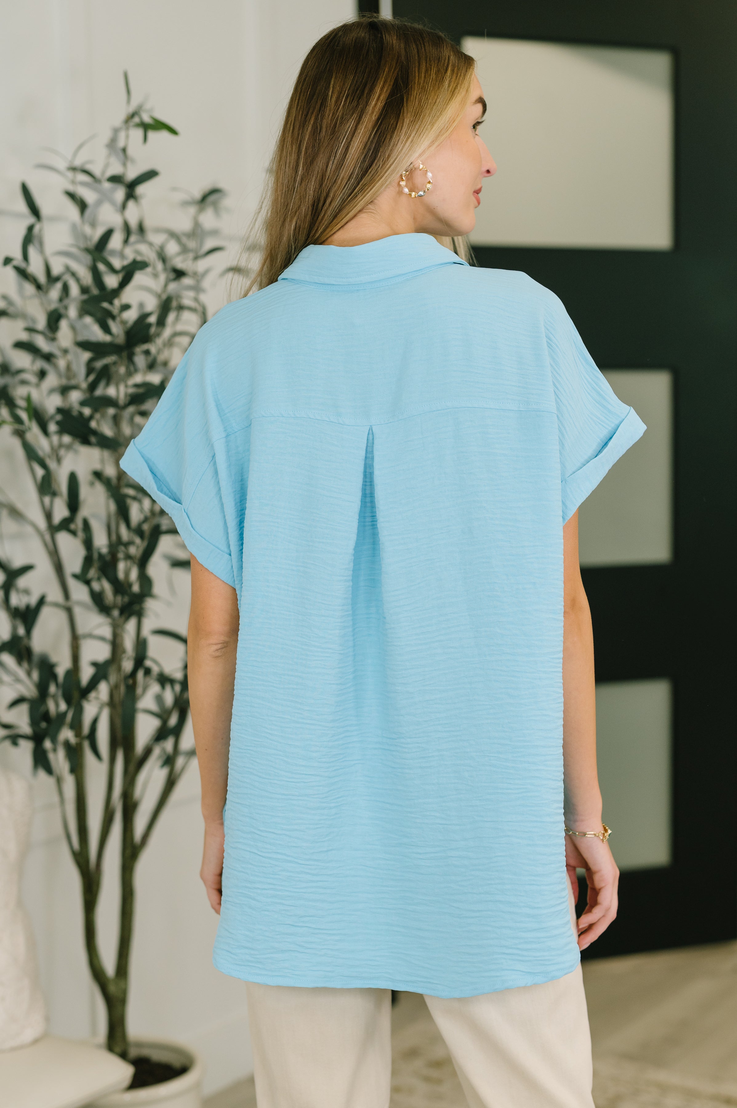 Keep Up Collared Button Down in Sky Blue Womens Ave Shops- Tilden Co.