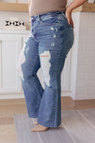 Kiana High Rise Heavy Destroy Flare    Denim Ave Shops- Tilden Co.