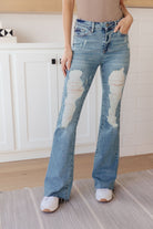 Kiana High Rise Heavy Destroy Flare    Denim Ave Shops- Tilden Co.