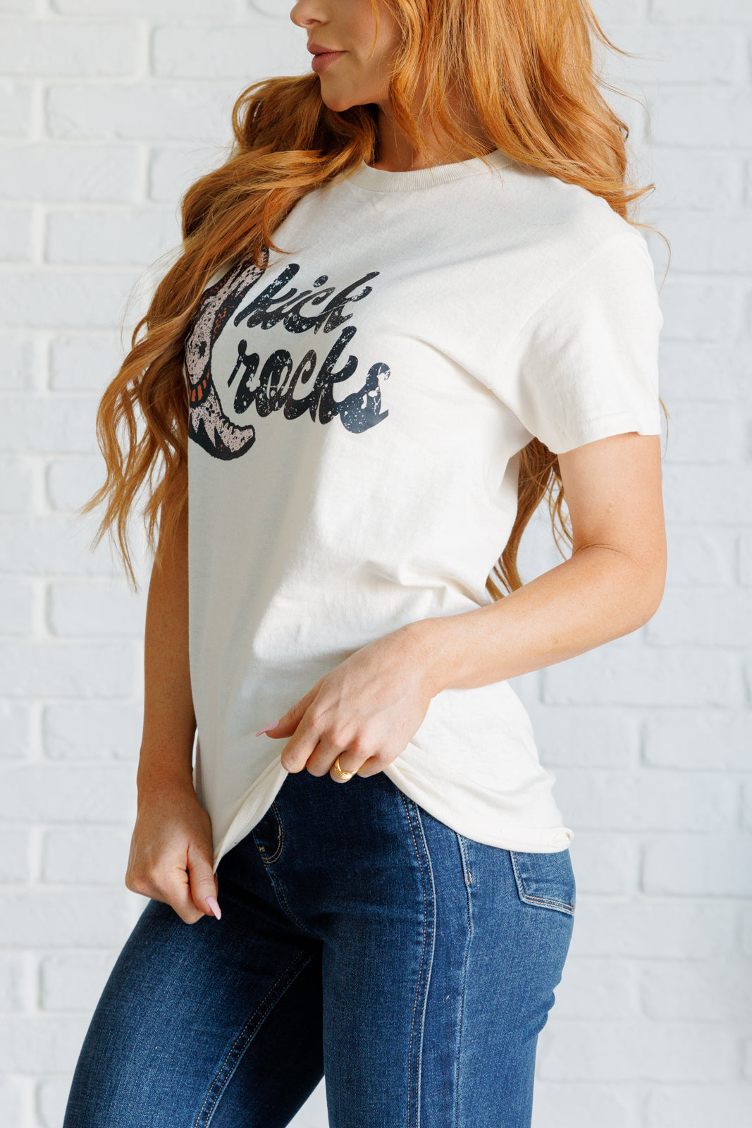 Kick Rocks Cowboy Boot Graphic Tee    Tops Ave Shops- Tilden Co.