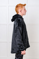 Kids Oversized Hoodie Blanket in Black Layers Ave Shops- Tilden Co.