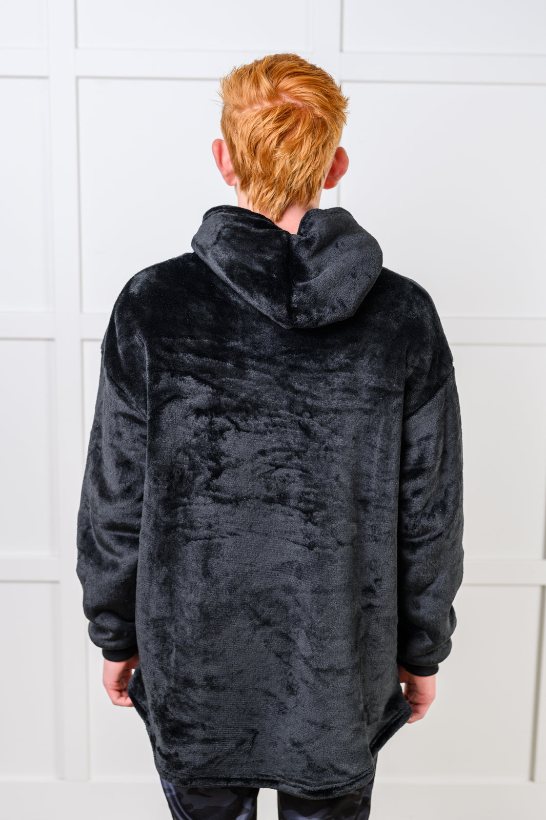 Kids Oversized Hoodie Blanket in Black Layers Ave Shops- Tilden Co.