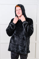 Kids Oversized Hoodie Blanket in Black Layers Ave Shops- Tilden Co.