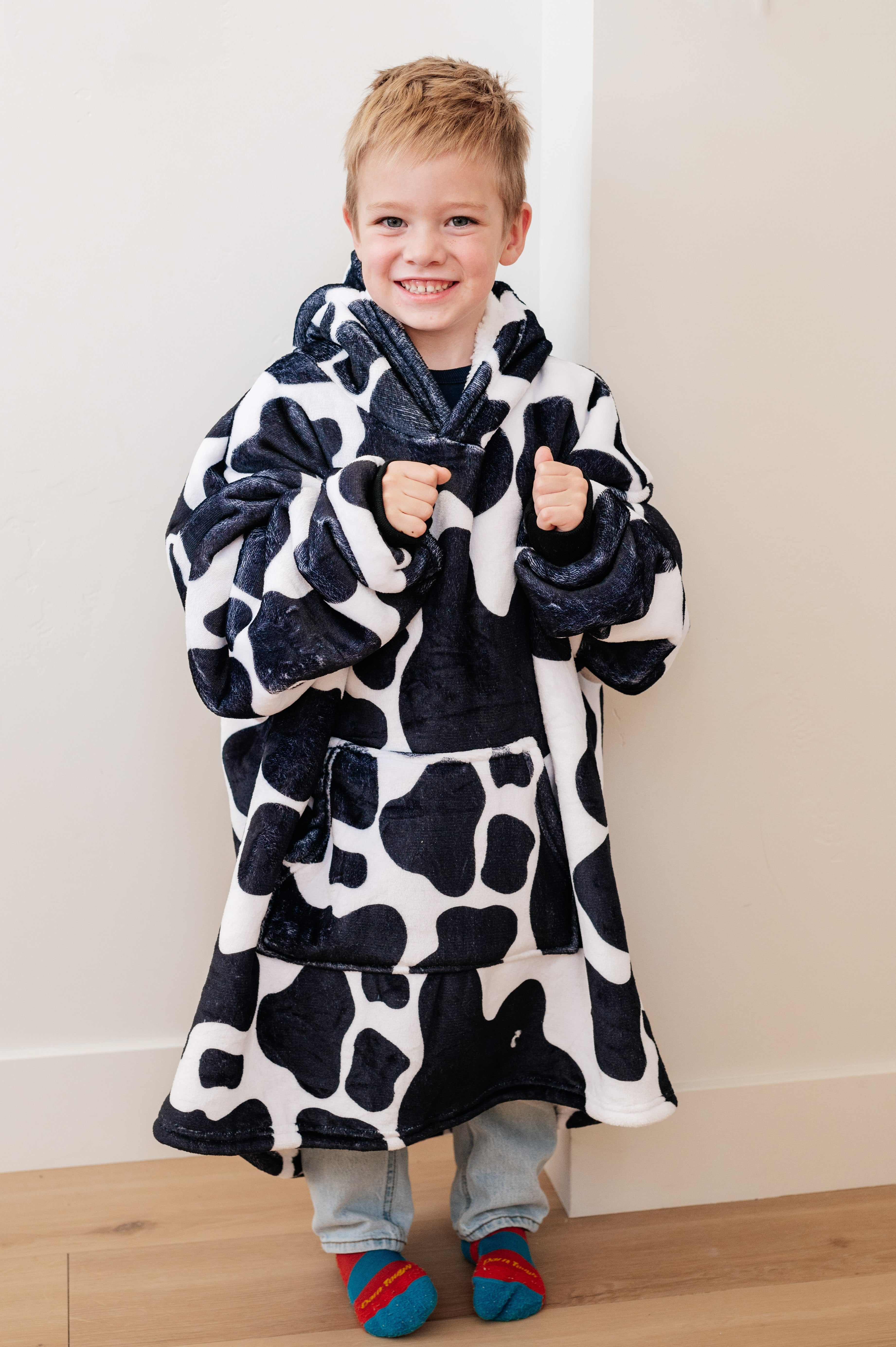 Kids Oversized Hoodie Blanket in Cow Layers Ave Shops- Tilden Co.