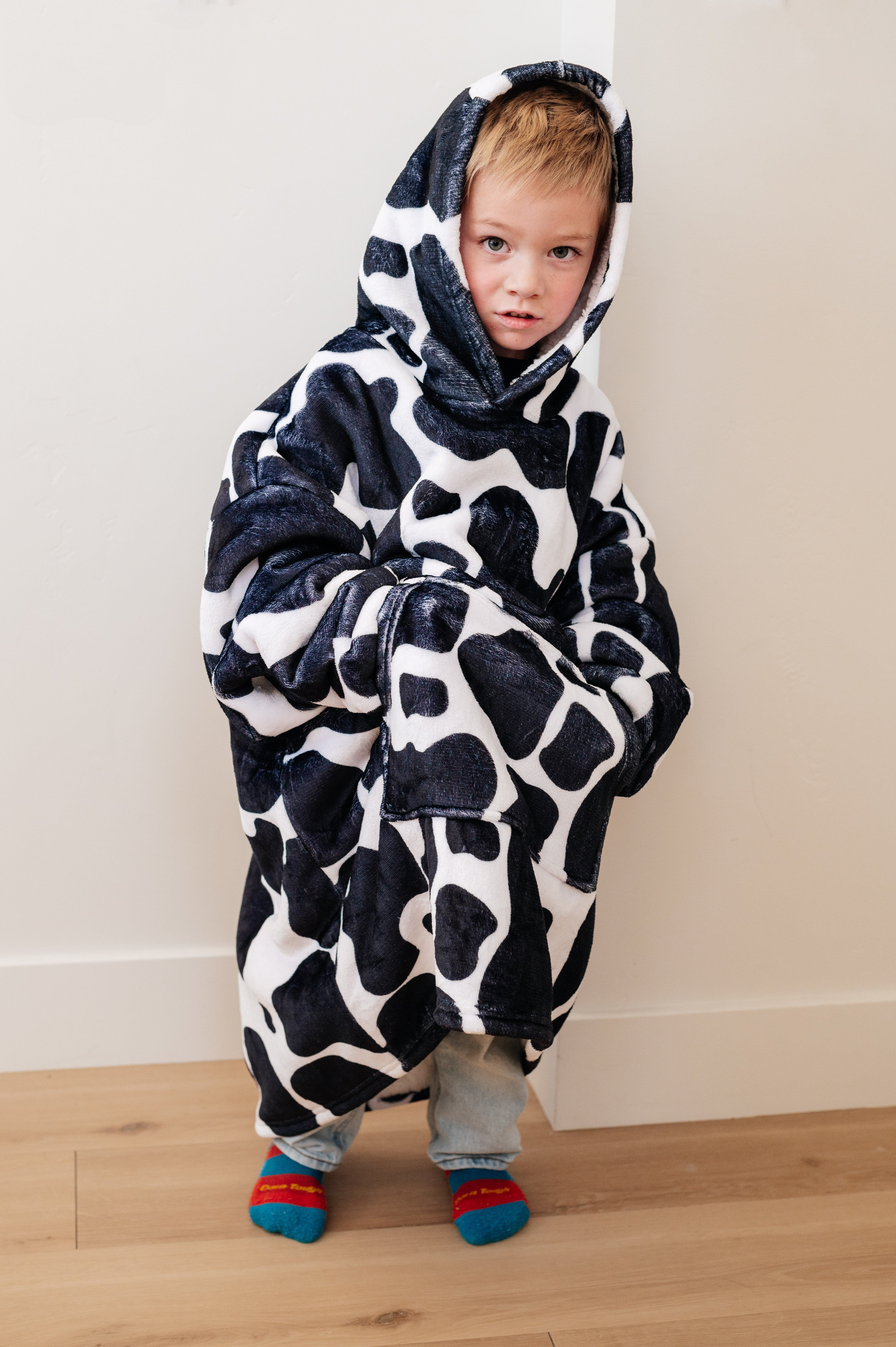 Kids Oversized Hoodie Blanket in Cow Layers Ave Shops- Tilden Co.