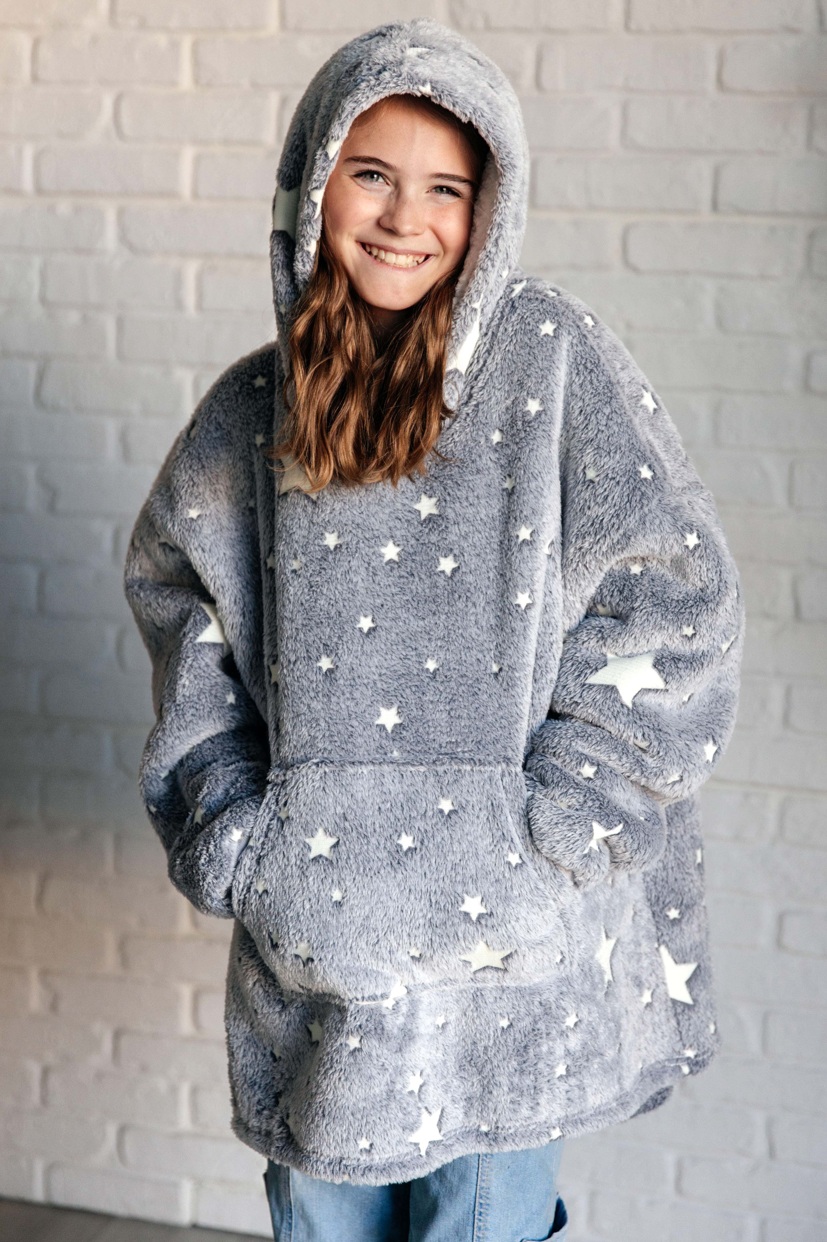 Kids Oversized Hoodie Blanket in Grey Stars Layers Ave Shops- Tilden Co.