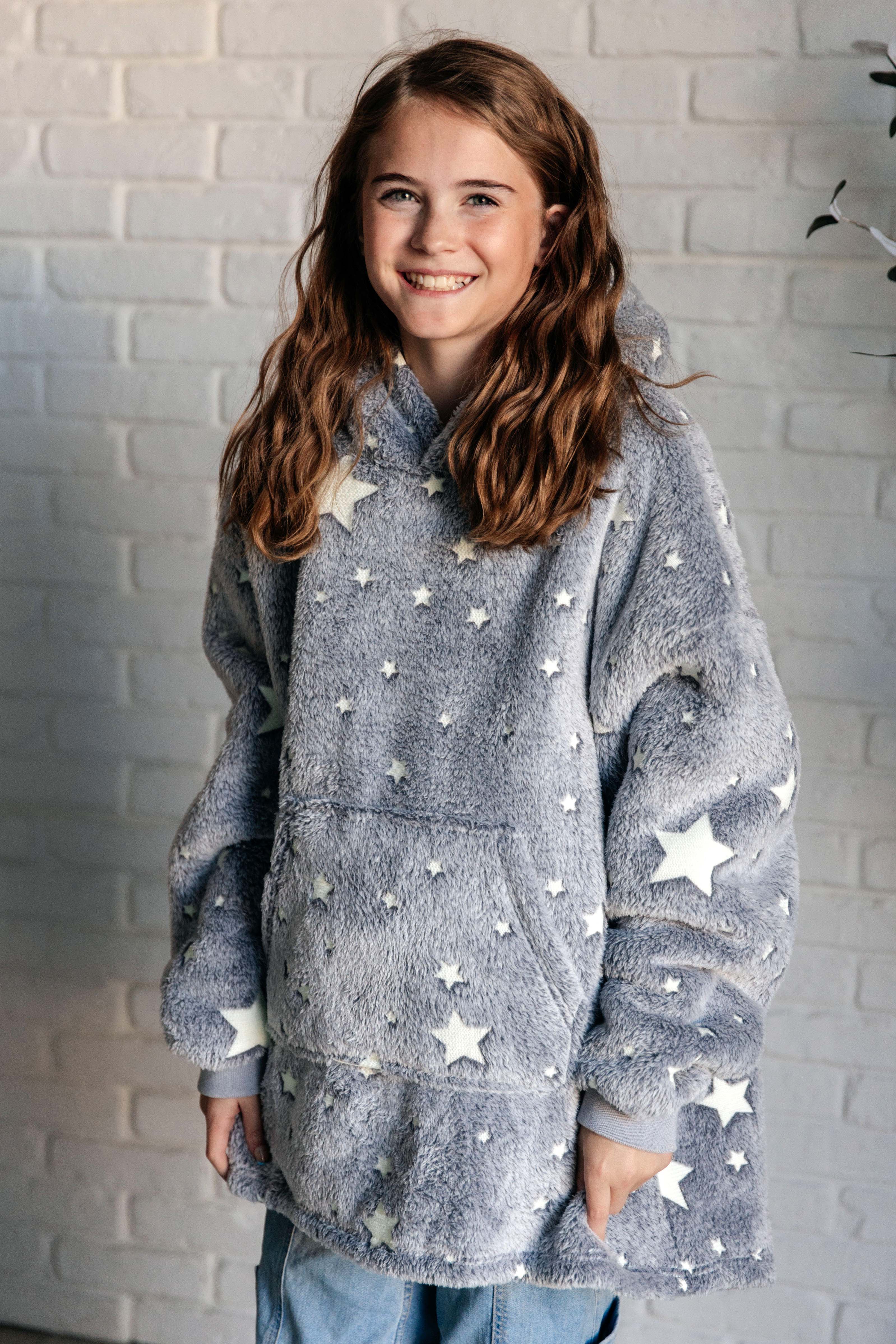 Kids Oversized Hoodie Blanket in Grey Stars Layers Ave Shops- Tilden Co.