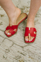 Knit Square Toe Slip on Sandal in Red Womens Ave Shops- Tilden Co.