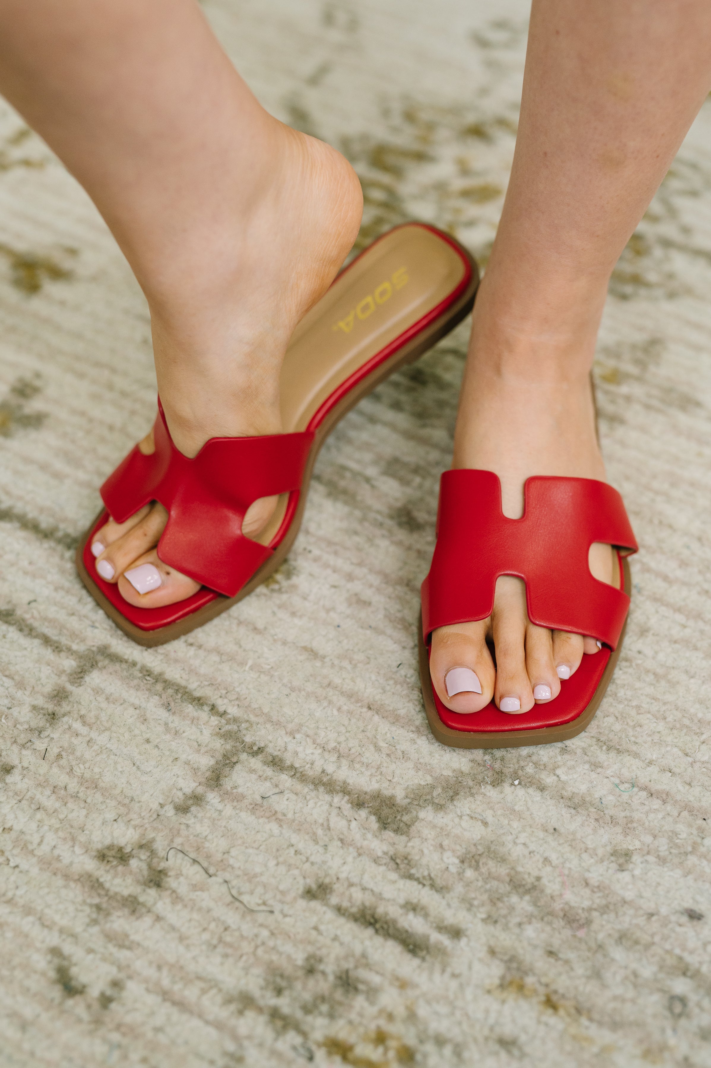 Knit Square Toe Slip on Sandal in Red Womens Ave Shops- Tilden Co.