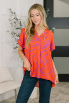 Know Me At All Abstract Split Neck Blouse Blouse Ave Shops- Tilden Co.