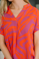 Know Me At All Abstract Split Neck Blouse Blouse Ave Shops- Tilden Co.