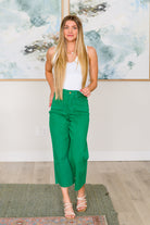 Lisa High Rise Control Top Wide Leg Crop Jeans in Kelly Green    Denim Ave Shops- Tilden Co.