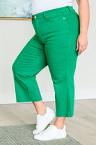 Lisa High Rise Control Top Wide Leg Crop Jeans in Kelly Green    Denim Ave Shops- Tilden Co.