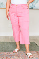 Lisa High Rise Control Top Wide Leg Crop Jeans in Pink    Denim Ave Shops- Tilden Co.