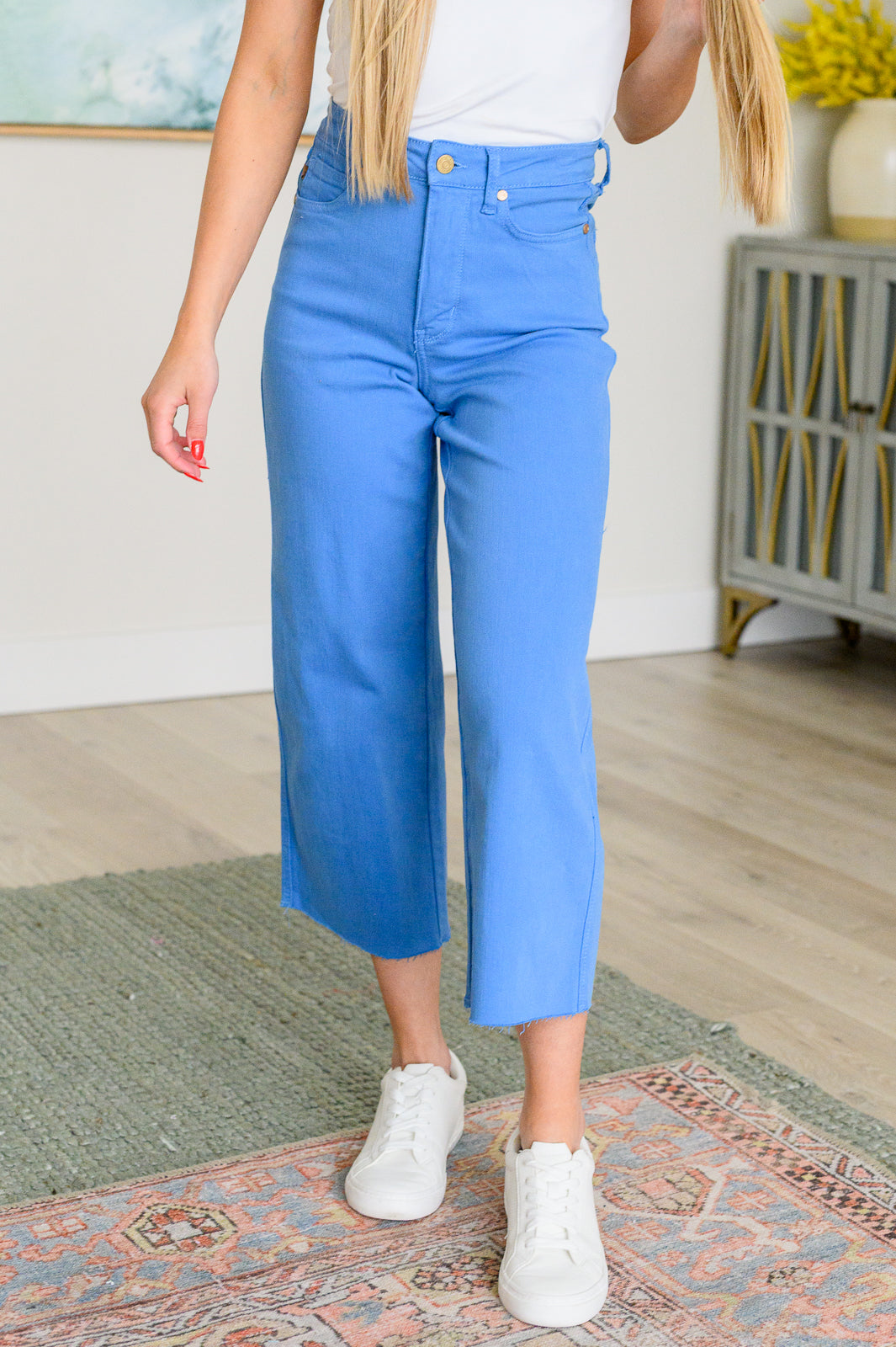 Lisa High Rise Control Top Wide Leg Crop Jeans in Sky Blue    Denim Ave Shops- Tilden Co.