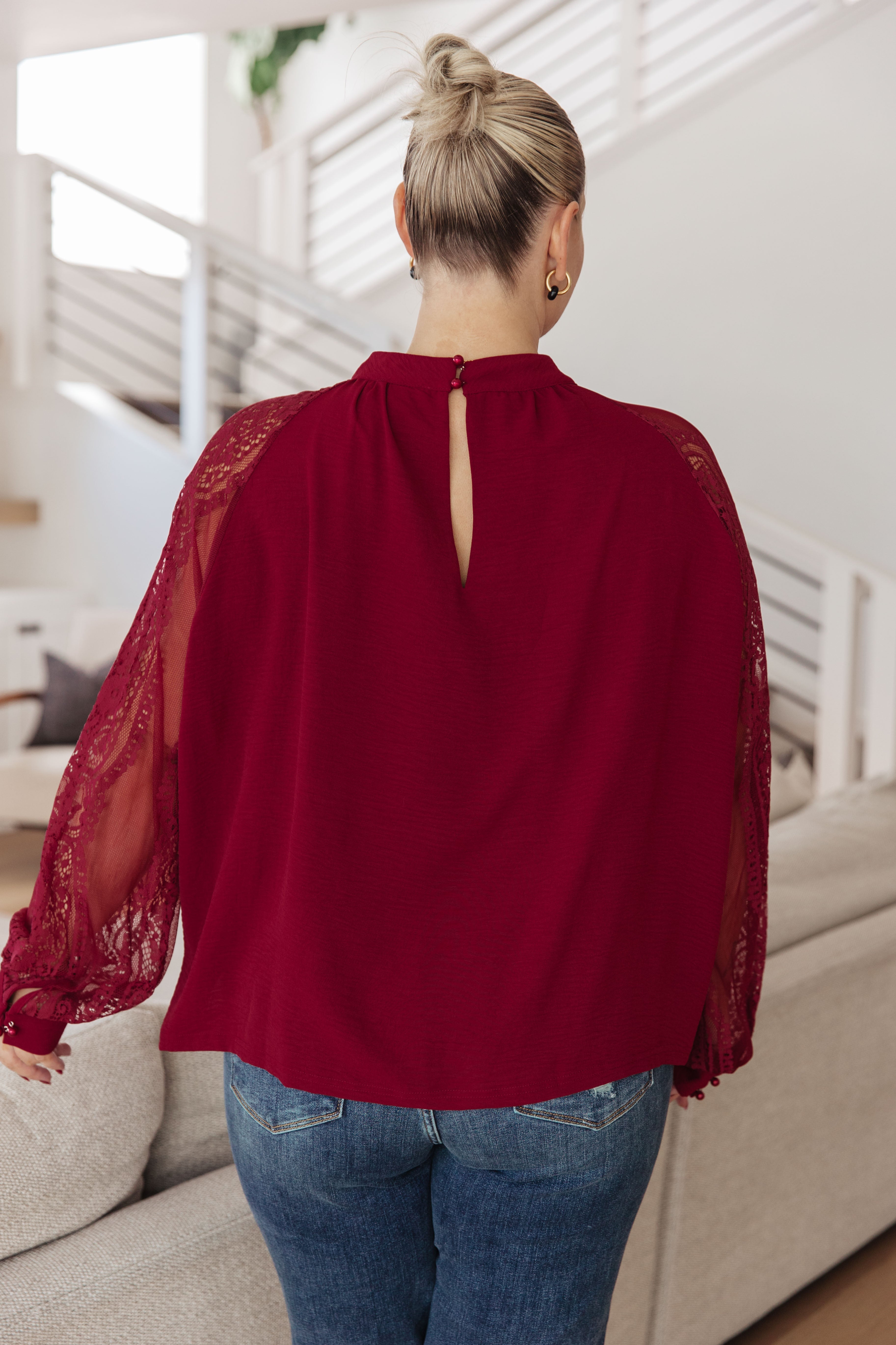 Lace on My Sleeves Blouse Tops Ave Shops- Tilden Co.