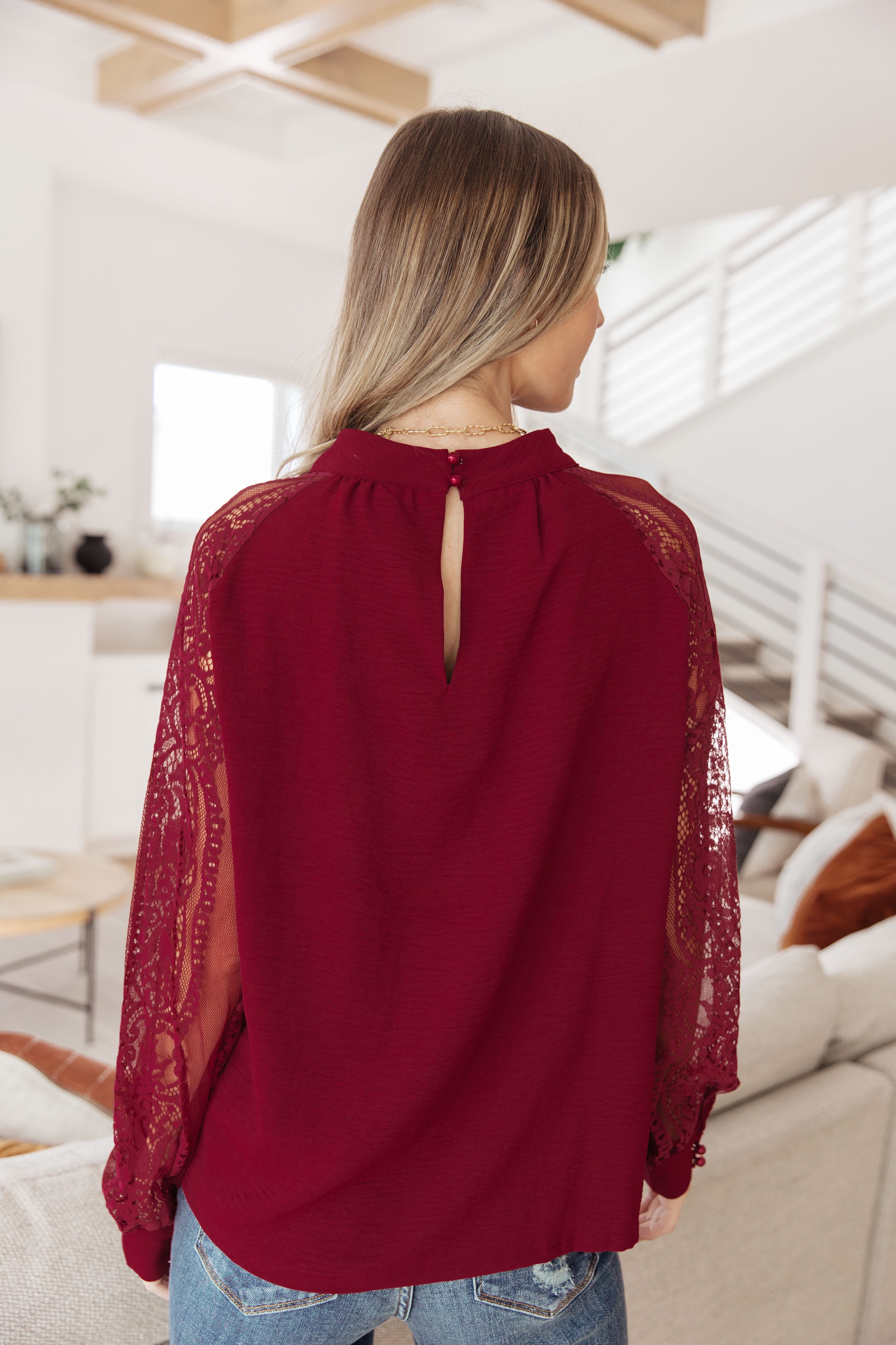 Lace on My Sleeves Blouse Tops Ave Shops- Tilden Co.