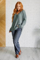 Lakeside View Drop Shoulder Sweater in Sage    Tops Ave Shops- Tilden Co.