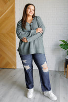 Lakeside View Drop Shoulder Sweater in Sage    Tops Ave Shops- Tilden Co.