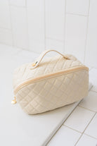 Large Capacity Quilted Makeup Bag in Cream Accessories Ave Shops- Tilden Co.