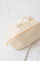 Large Capacity Quilted Makeup Bag in Cream Accessories Ave Shops- Tilden Co.