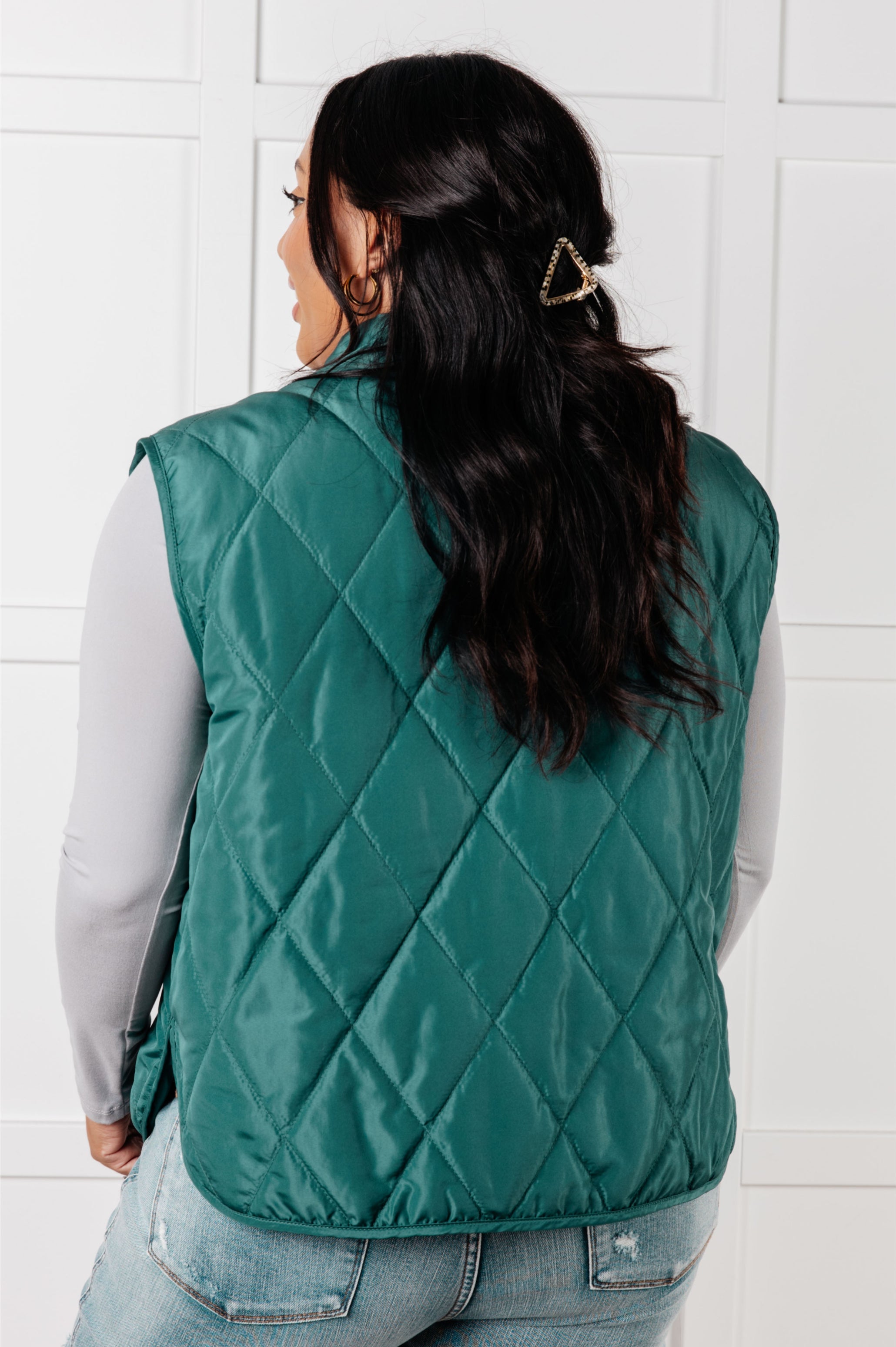 Layering Queen Quilted Puffer Vest in Hunter Green Layers Ave Shops- Tilden Co.