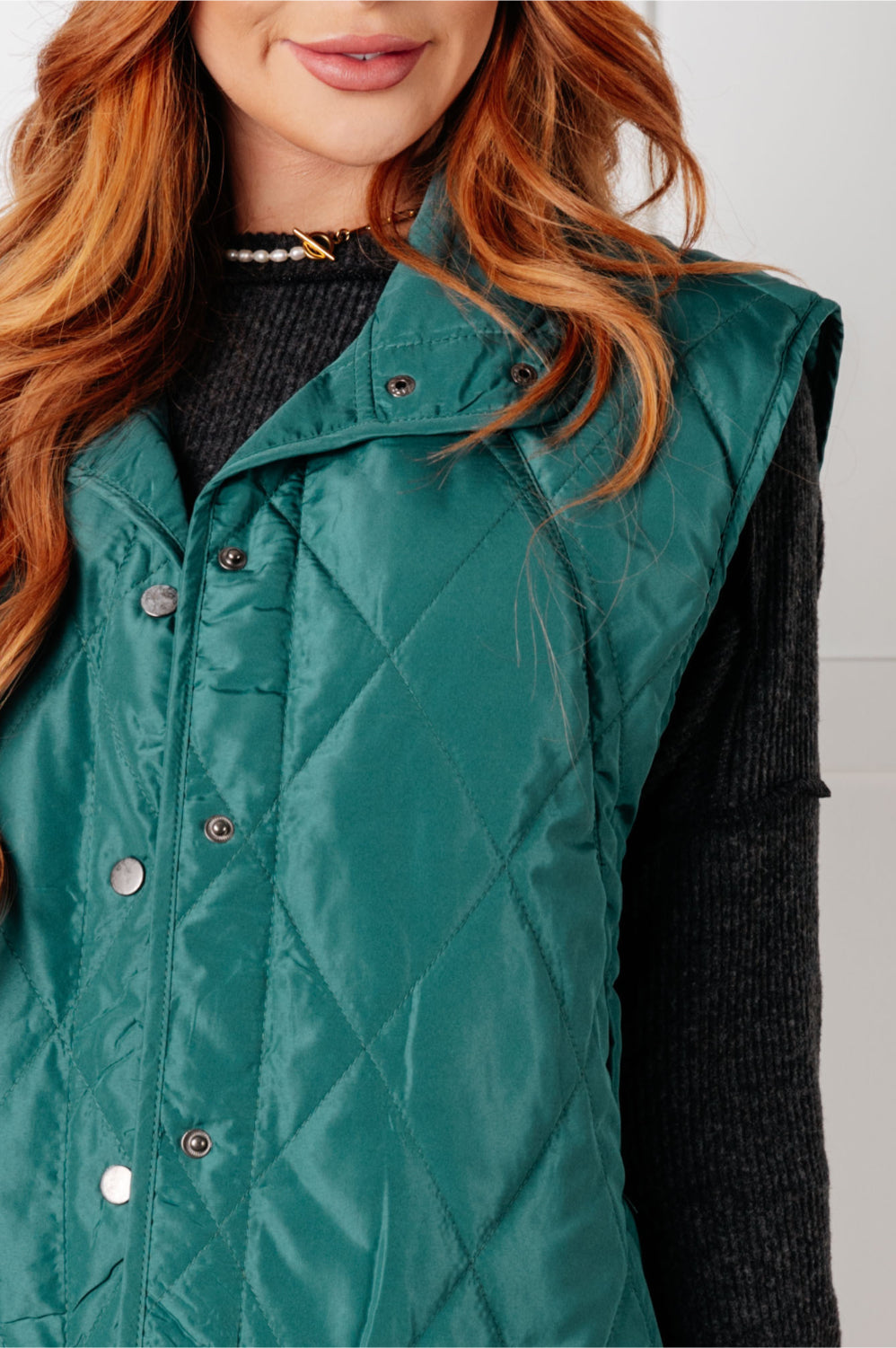 Layering Queen Quilted Puffer Vest in Hunter Green Layers Ave Shops- Tilden Co.