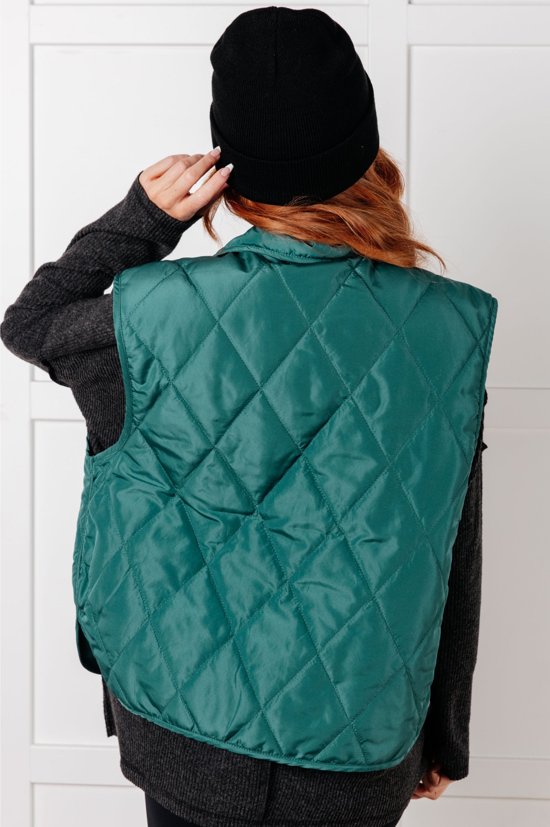 Layering Queen Quilted Puffer Vest in Hunter Green Layers Ave Shops- Tilden Co.