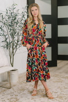 Leafing it All Behind Long Sleeve Tiered Dress Womens Ave Shops- Tilden Co.