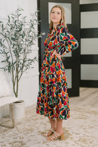 Leafing it All Behind Long Sleeve Tiered Dress Womens Ave Shops- Tilden Co.